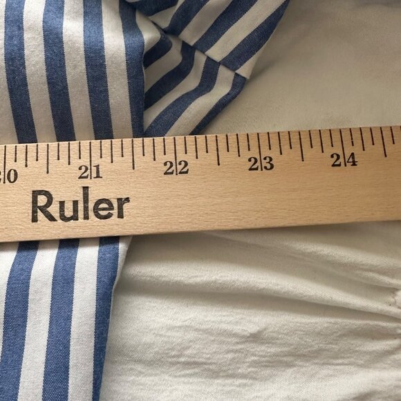 Van Heusen Womens Blue & White Striped Button Up Blouse Tie-Cuff Sleeves XXL - Picture 6 of 7